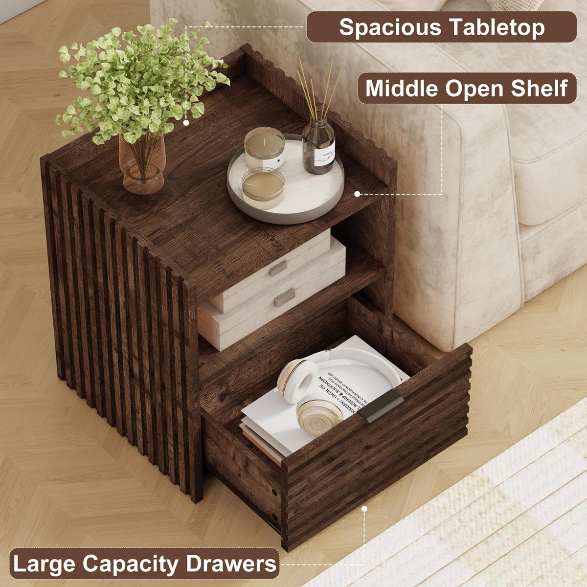 Rustic Oak Console Table with 2 Drawers O359140