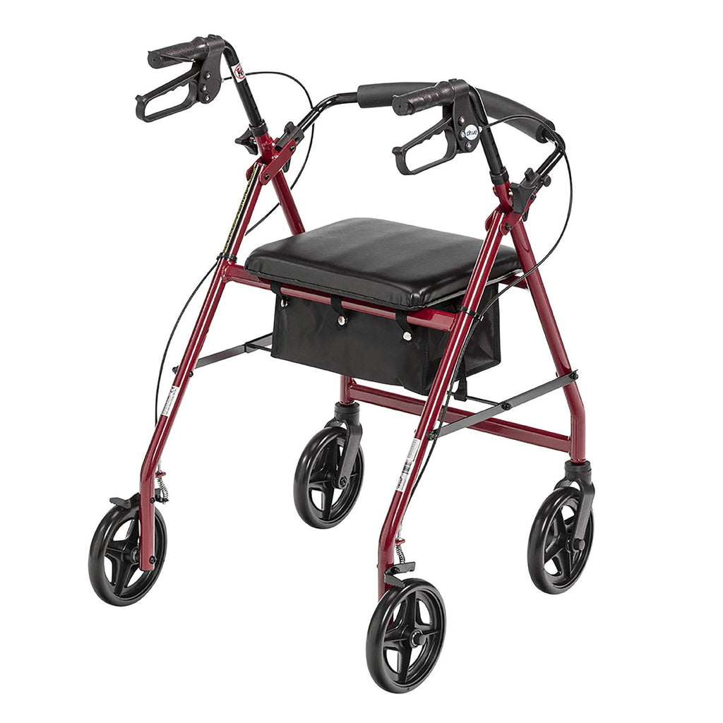 Red Aluminum Rollator with Padded Seat S85620