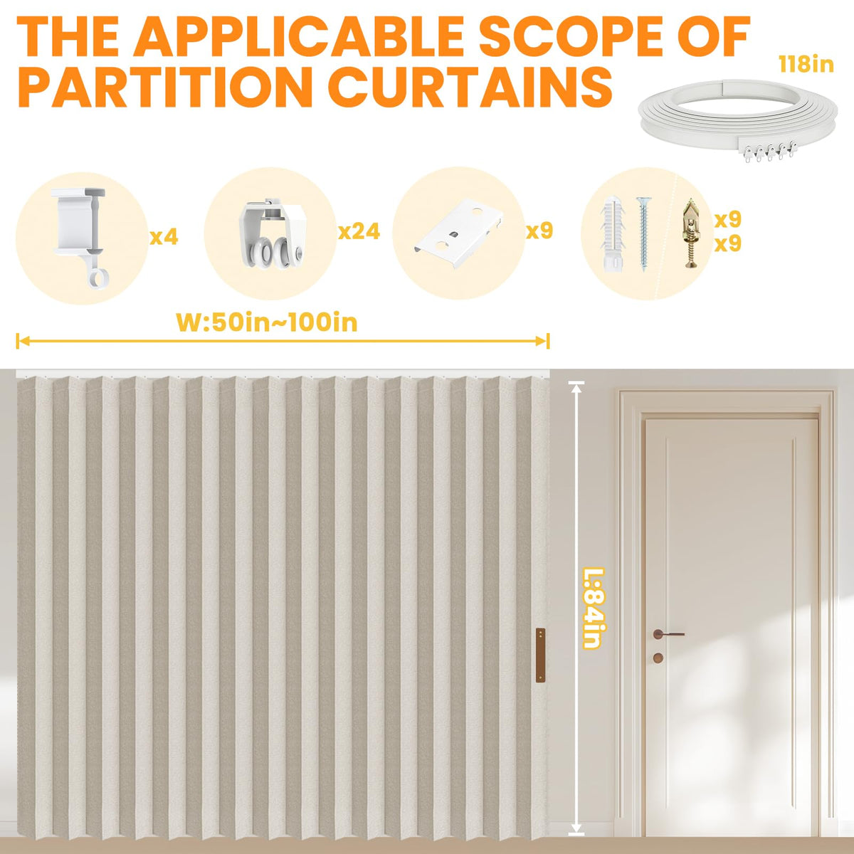 Blackout Room Divider Curtains Cream White W100 x L84 1 Pack K9672
