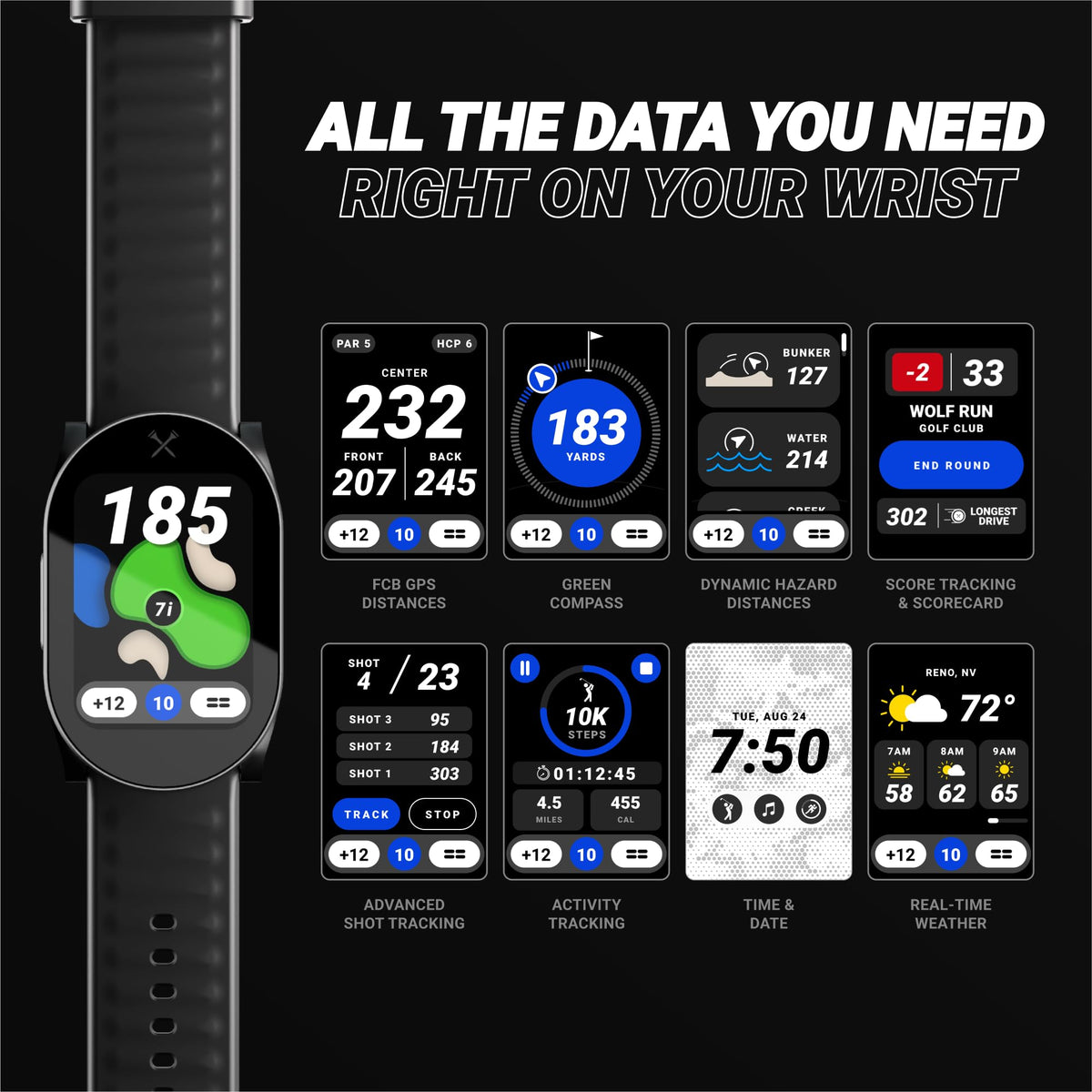 GPS Golf Watch with AMOLED Touch Screen Display D852