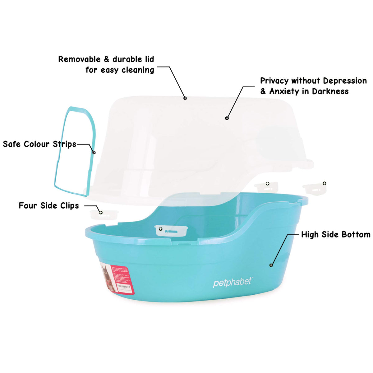 Jumbo Extra Large Teal Hooded Cat Litter Box T331