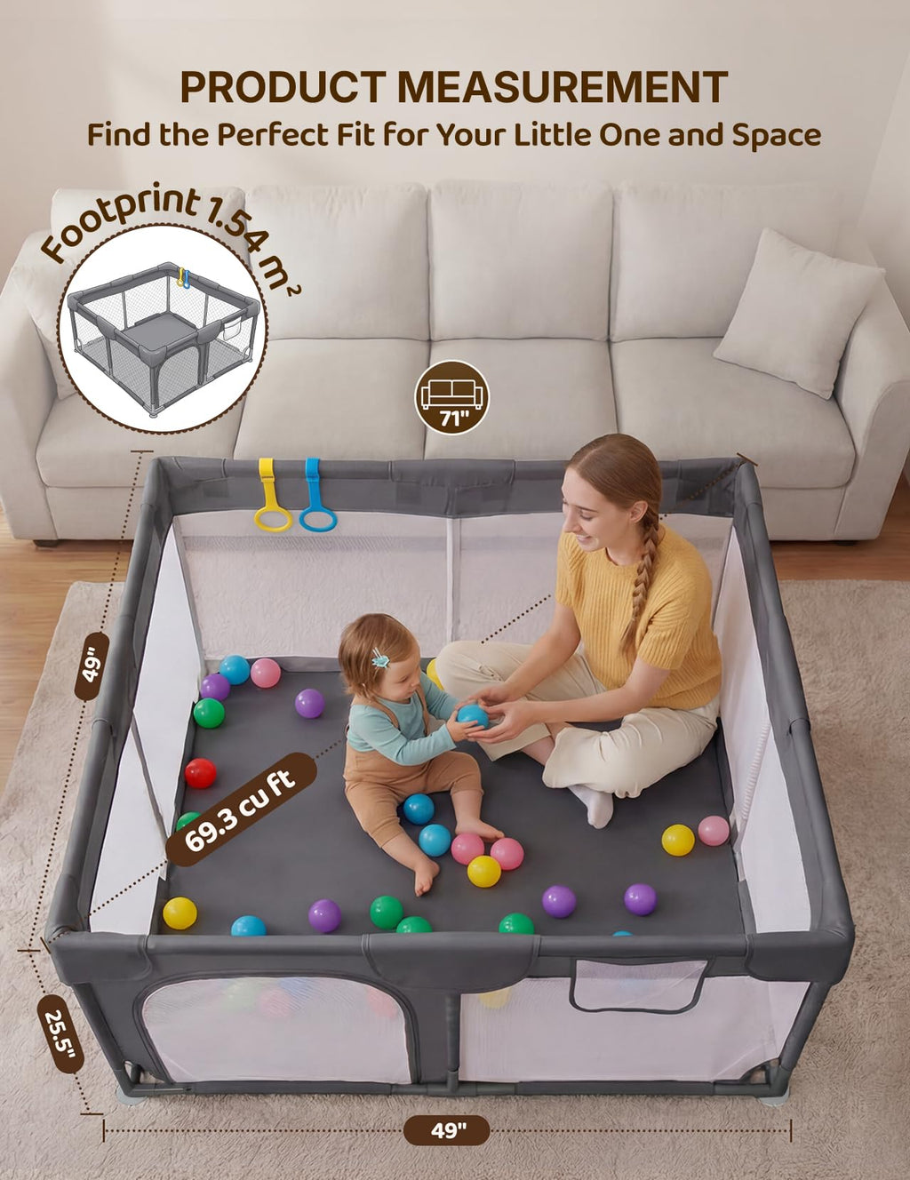 Dark Gray Baby Playpen U14581