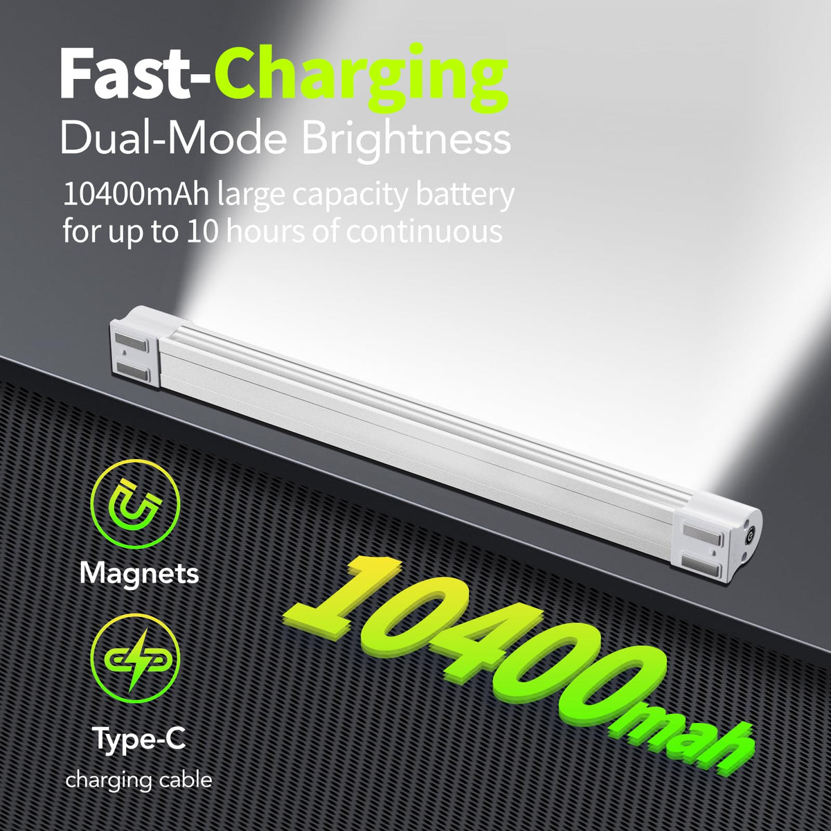 LED Tube Magnetic Work Light 6000Lumens 10400mAh USB Rechargeable N648277