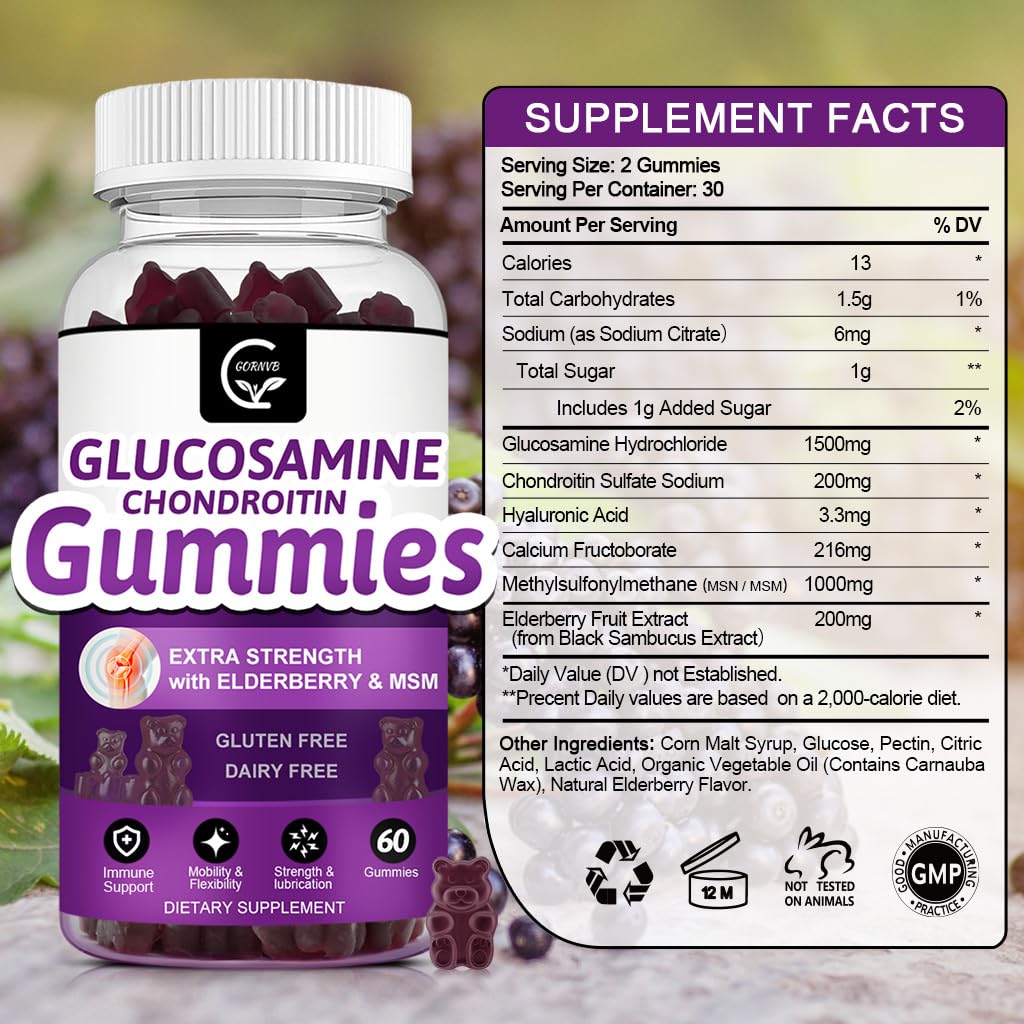Glucosamine Chondroitin Gummies with MSM & Elderberry 2 Pack I725031