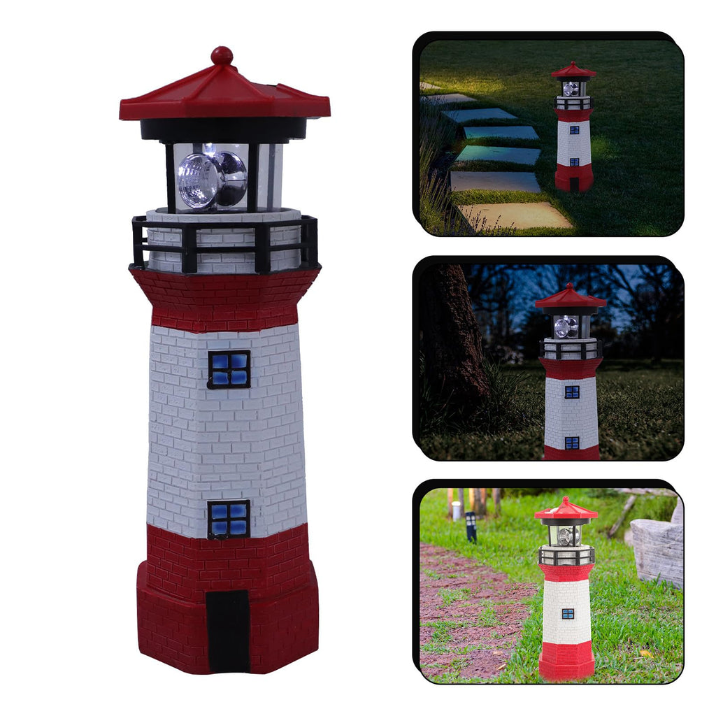 Solar Powered Rotating Lighthouse Resin LED Light L806