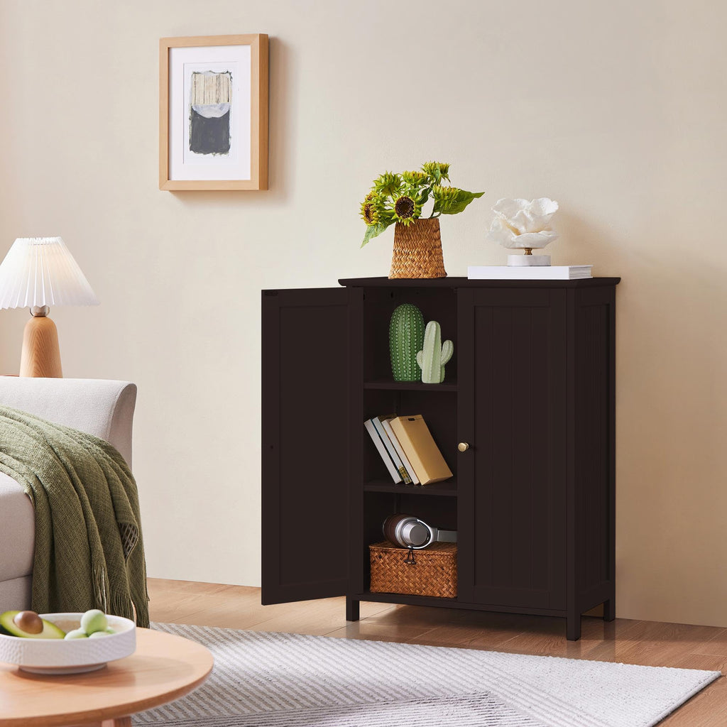 Small Espresso Bathroom Storage Cabinet with 2 Doors E6394