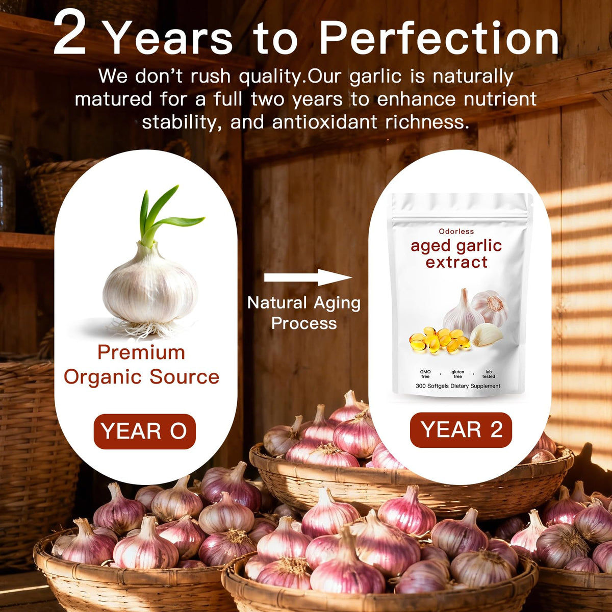 Odorless Organic Garlic Capsules 300 Softgels R529799