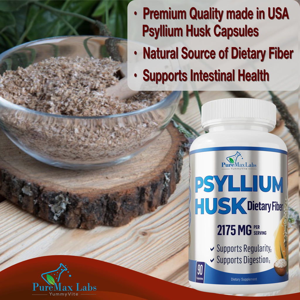 Psyllium Husk Dietary Fiber Supplement 2175mg 90 Capsules R131