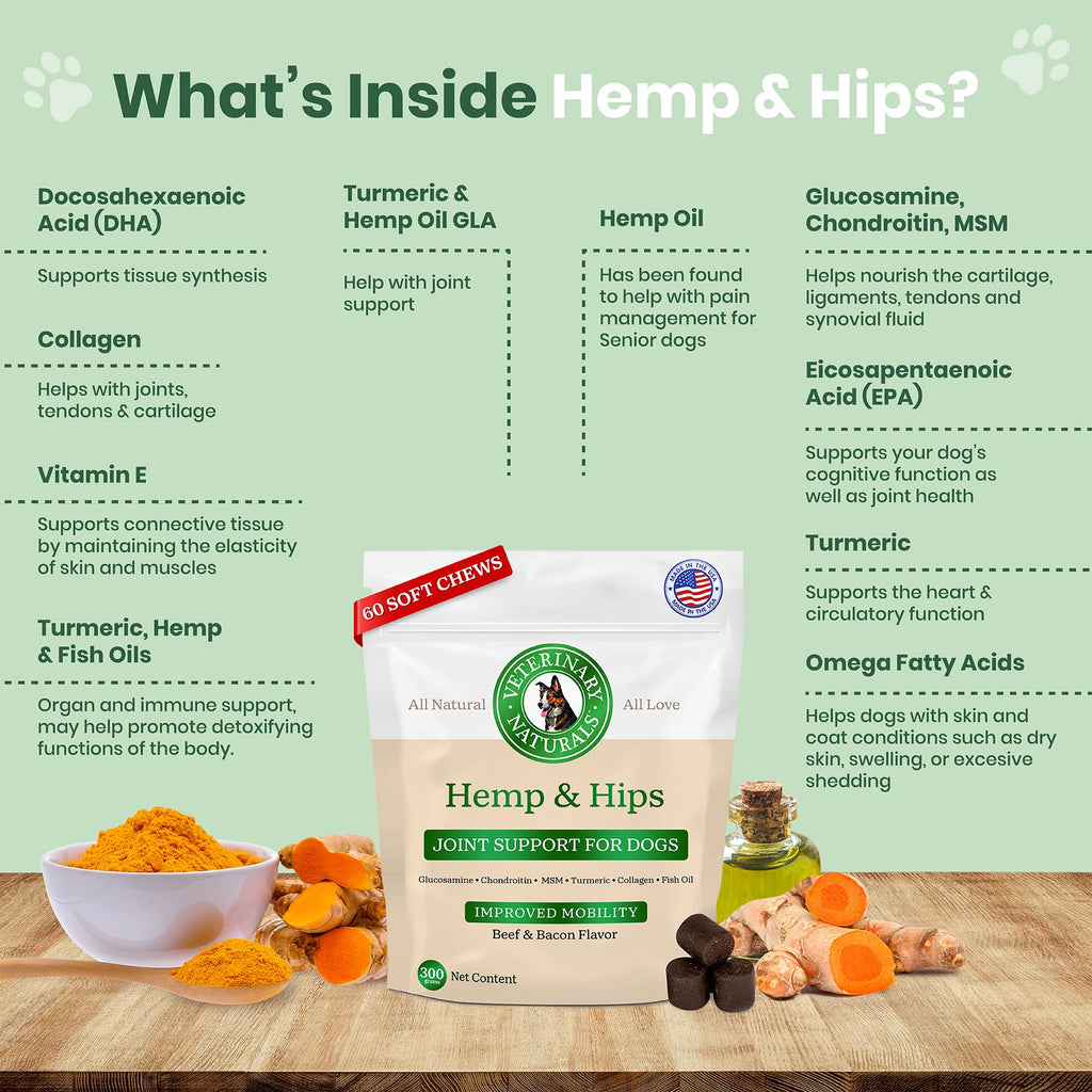 Hemp & Hips Large Breed Dog Joint Chews 60ct P6668