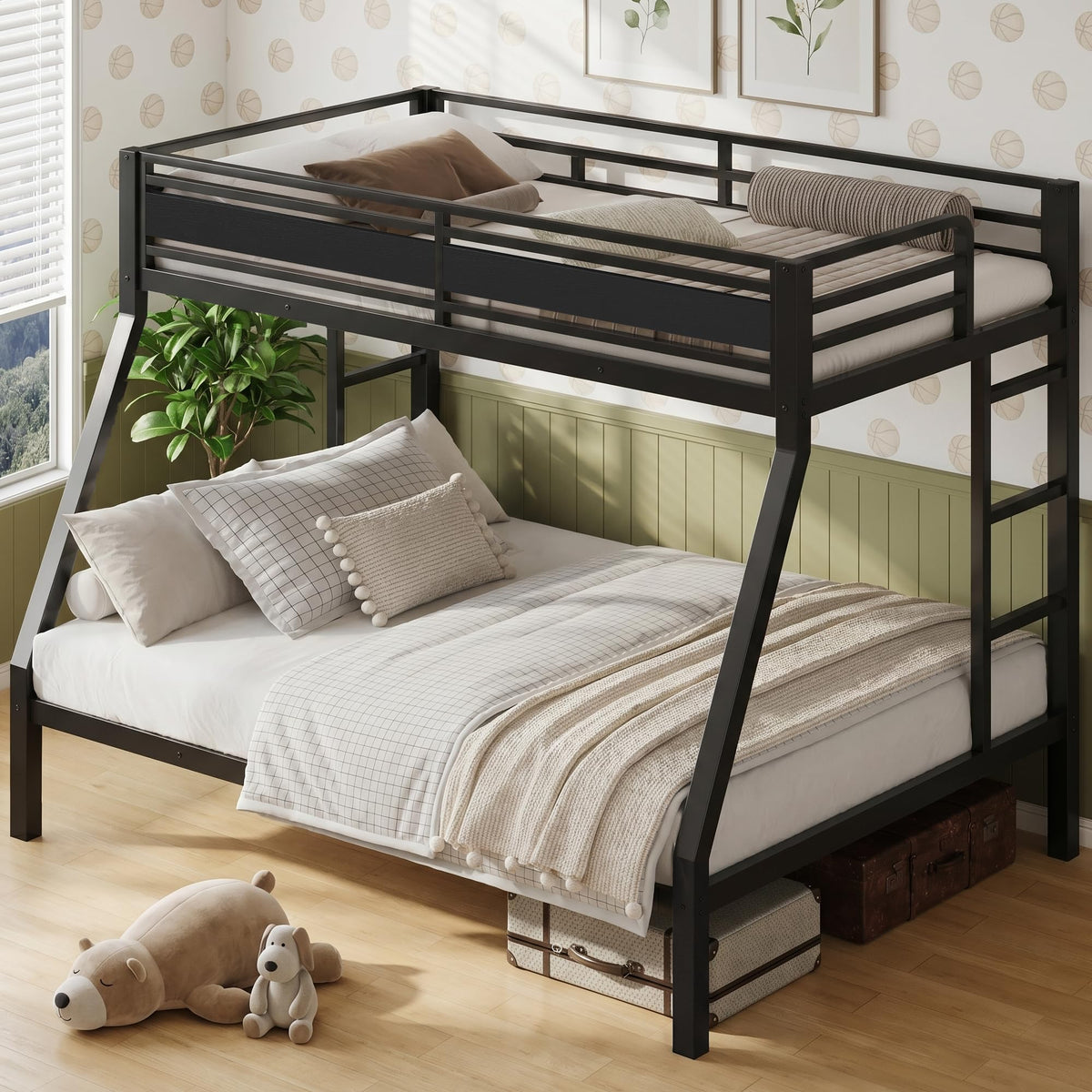 Black Twin Over Full Size Bunk Beds J181