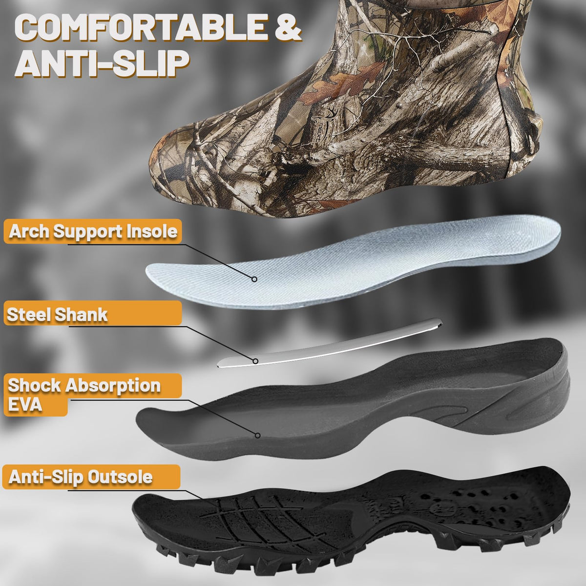 Waterproof Insulated 6mm Neoprene Rubber Hunting Boots O590