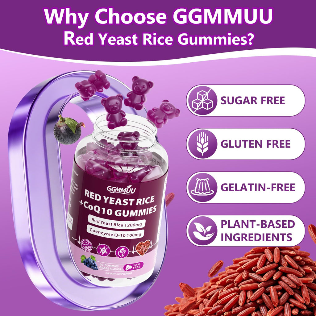 Red Yeast Rice with CoQ10 Gummies 1200mg Sugar Free 120 Count Z131