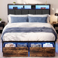 Full Bed Frame with Storage Drawers and LED Lights L357765