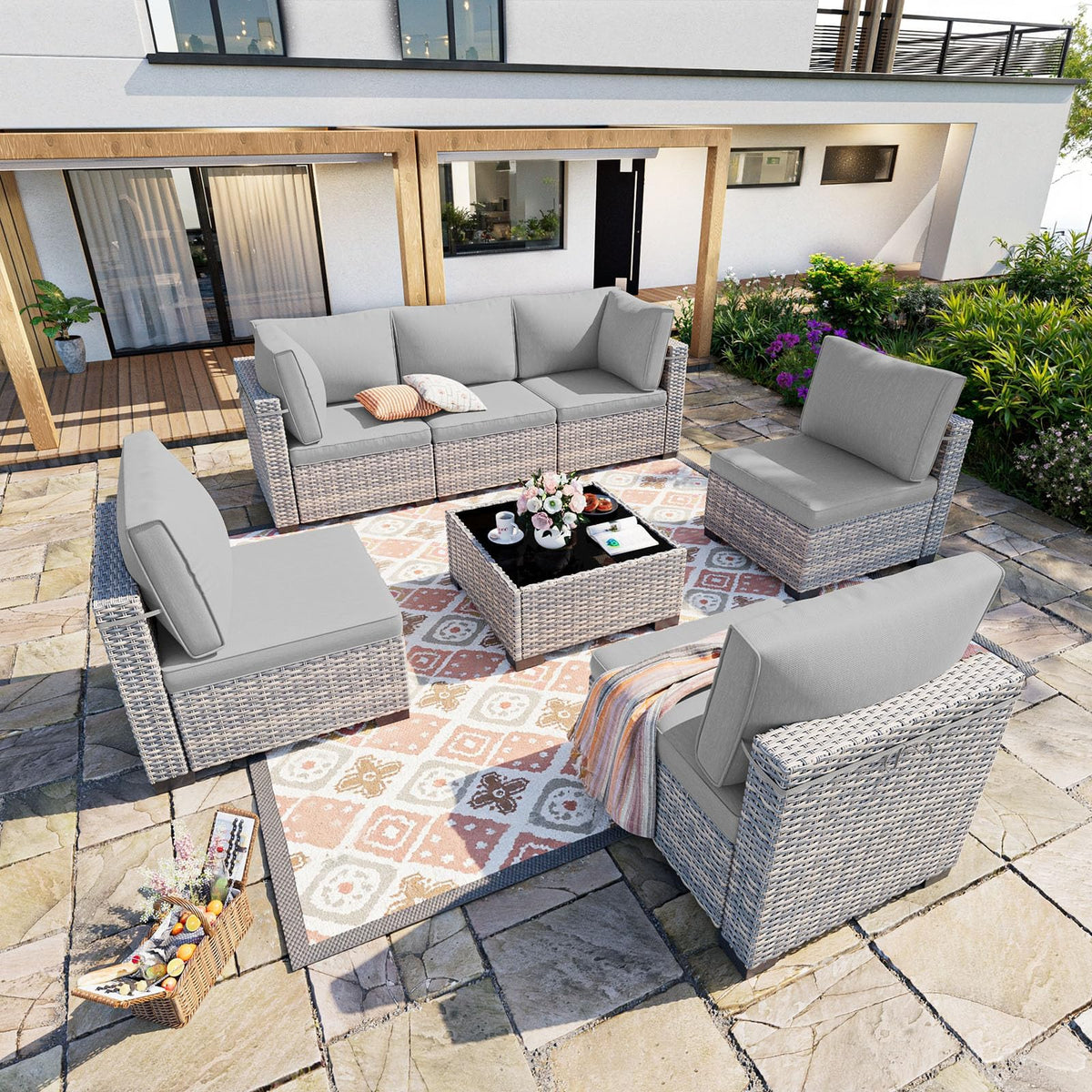 PE Wicker Modular Patio Sofa Set X252