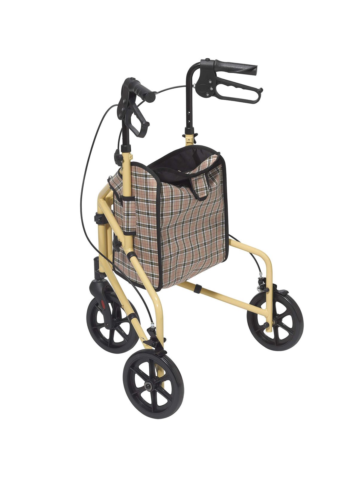 Tan Plaid Rollator Walker with Wheels E7851