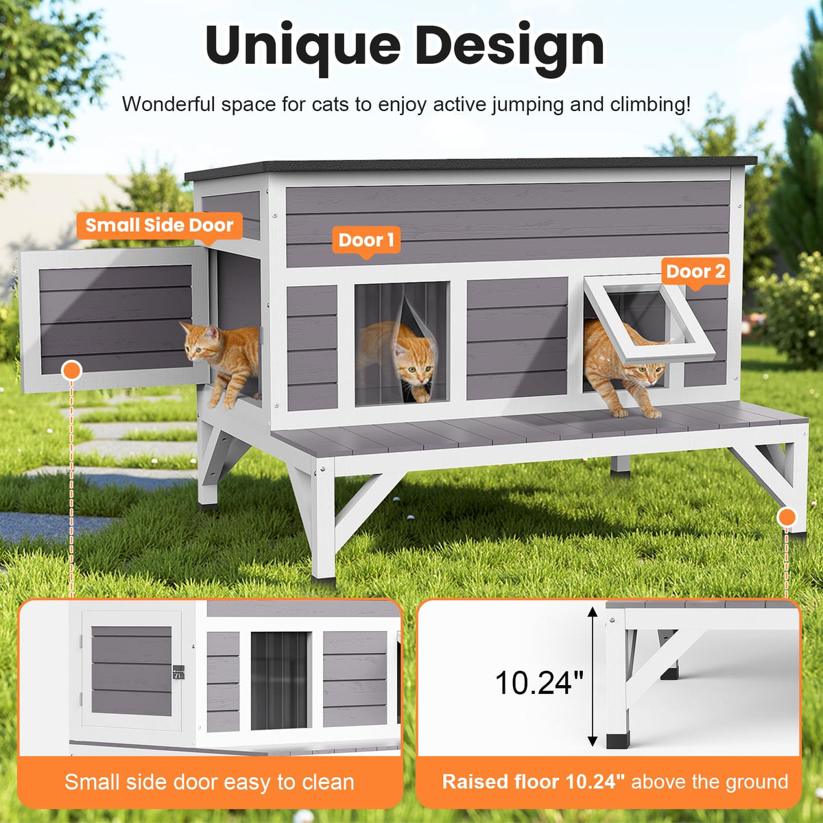 Outdoor Cat House with Insulated Liner V169