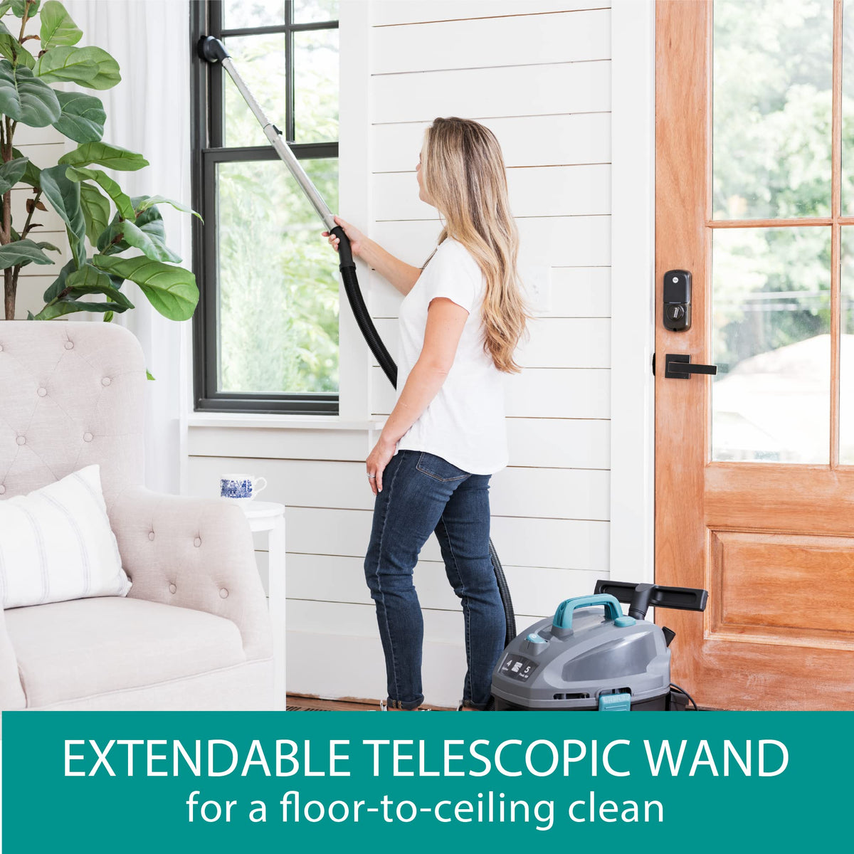 Wet Dry Canister Vacuum Cleaner 4 Gallon 5 Peak HP with Washable HEPA Filter H2379