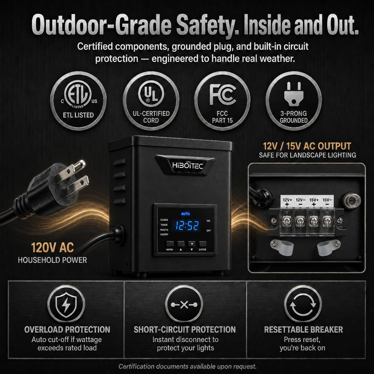 400W Low Voltage Landscape Transformer with Photocell Sensor Timer I448035