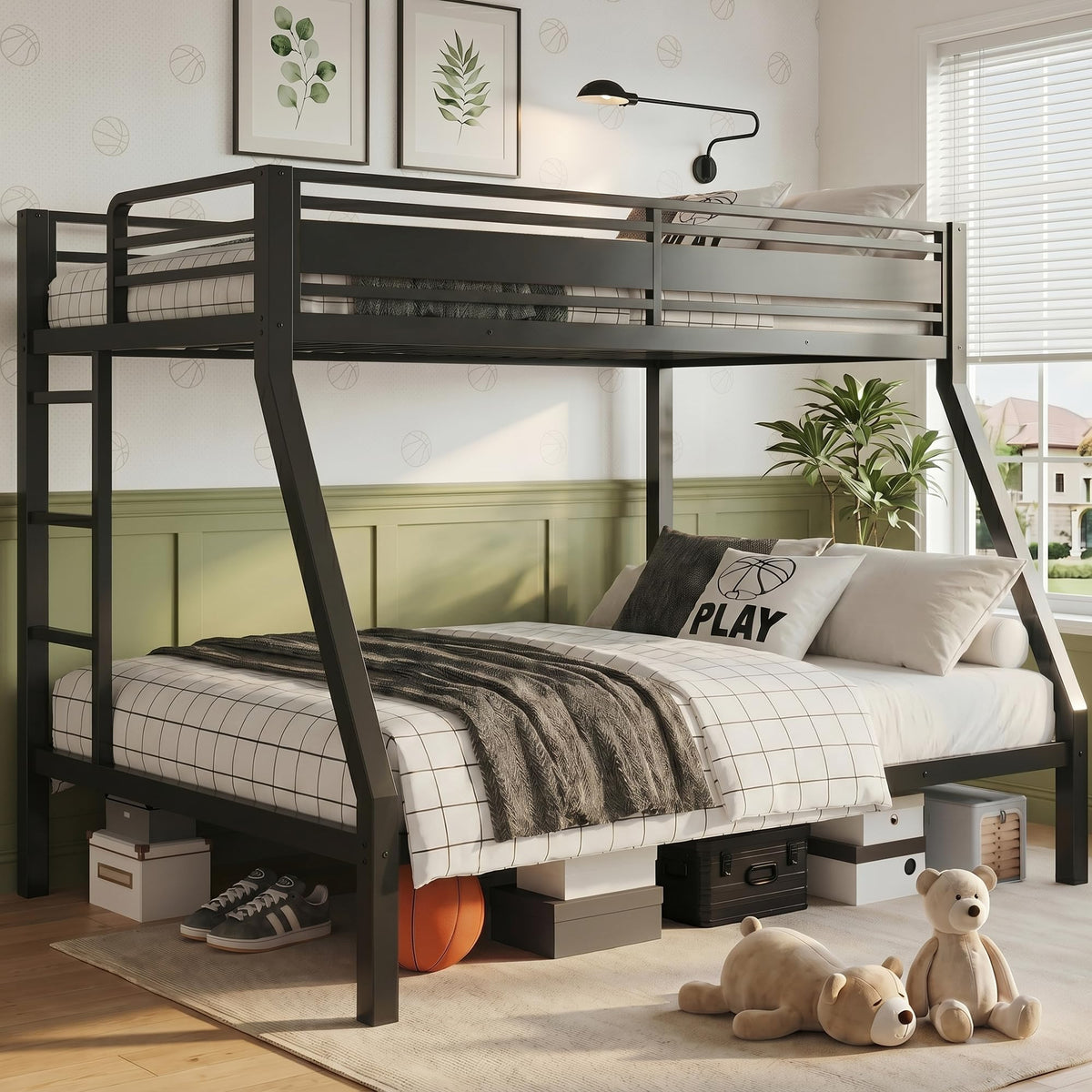 Black Twin Over Full Size Bunk Beds J181