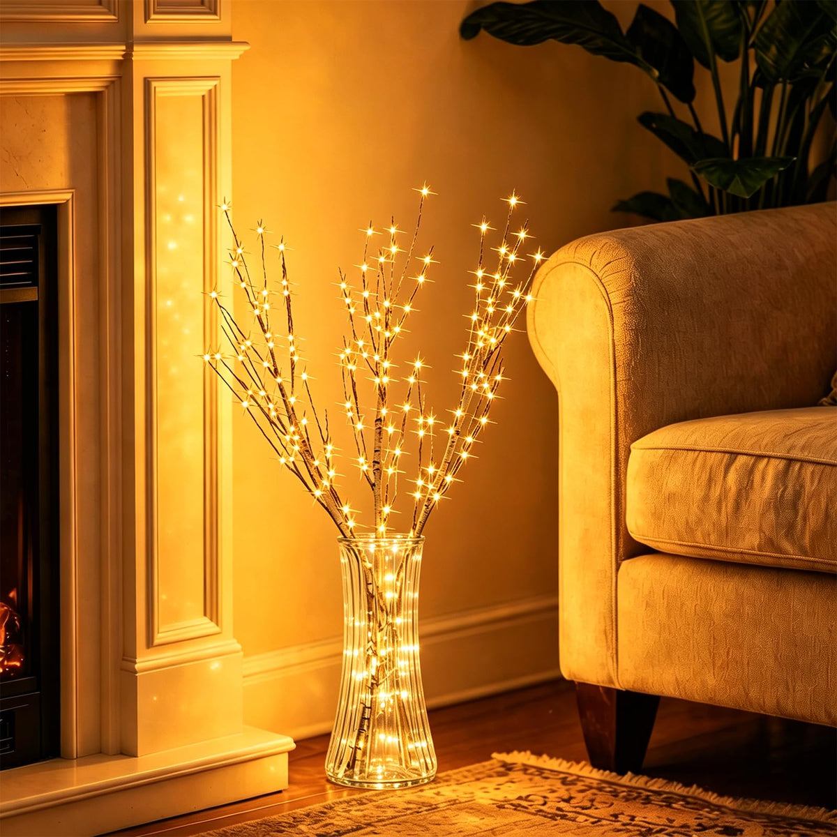 Lighted Birch Branches with Timer 33IN 180 LED Lights H4129