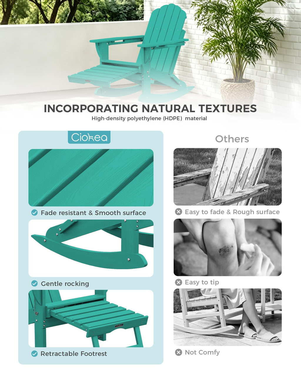 Adirondack Rocking Chair with Footrest F2171