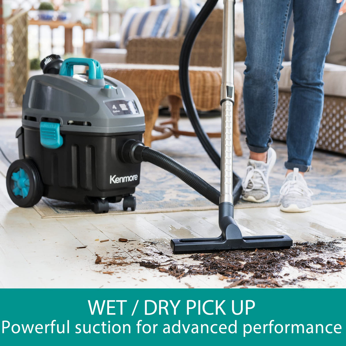 Wet Dry Canister Vacuum Cleaner 4 Gallon 5 Peak HP with Washable HEPA Filter H2379