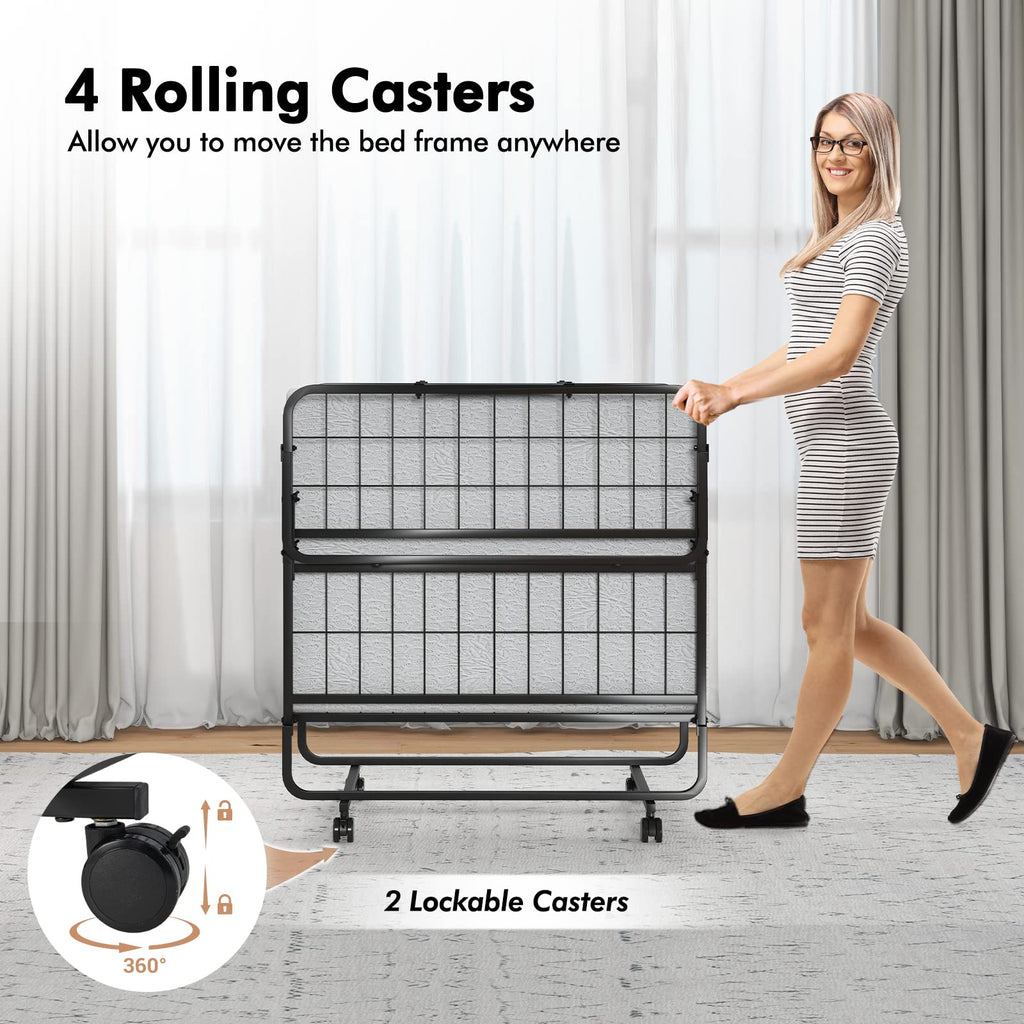 Folding Twin Size Portable Bed with 4” Memory Foam Mattress I71768