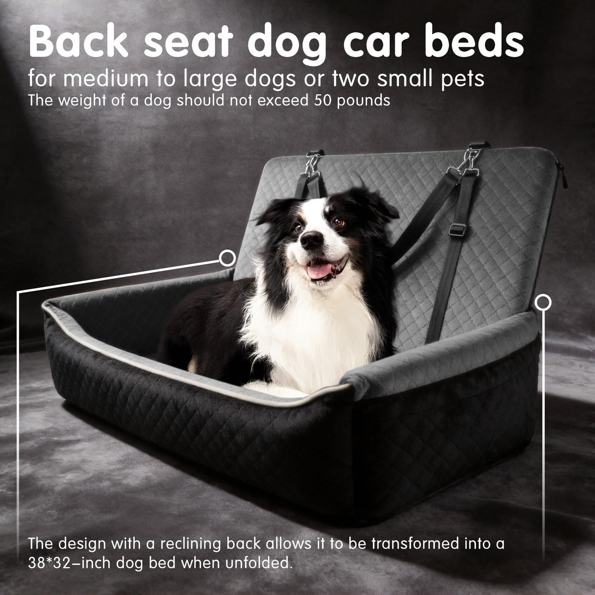 Large Dog Car Seat Portable Travel Dog Bed Velvet Memory Foam B778