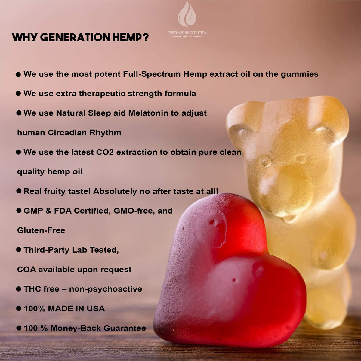 Melatonin Hemp Gummies 5mg 25mg 60 Servings Q860