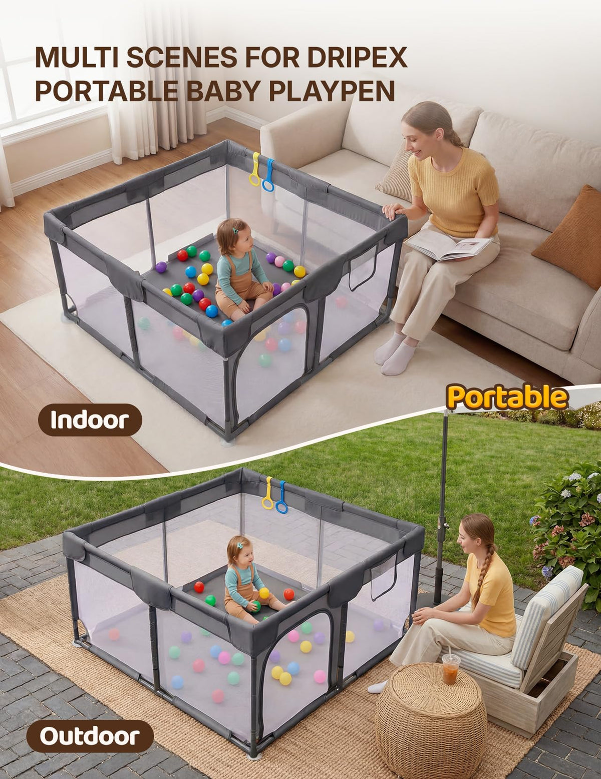 Dark Gray Baby Playpen U14581