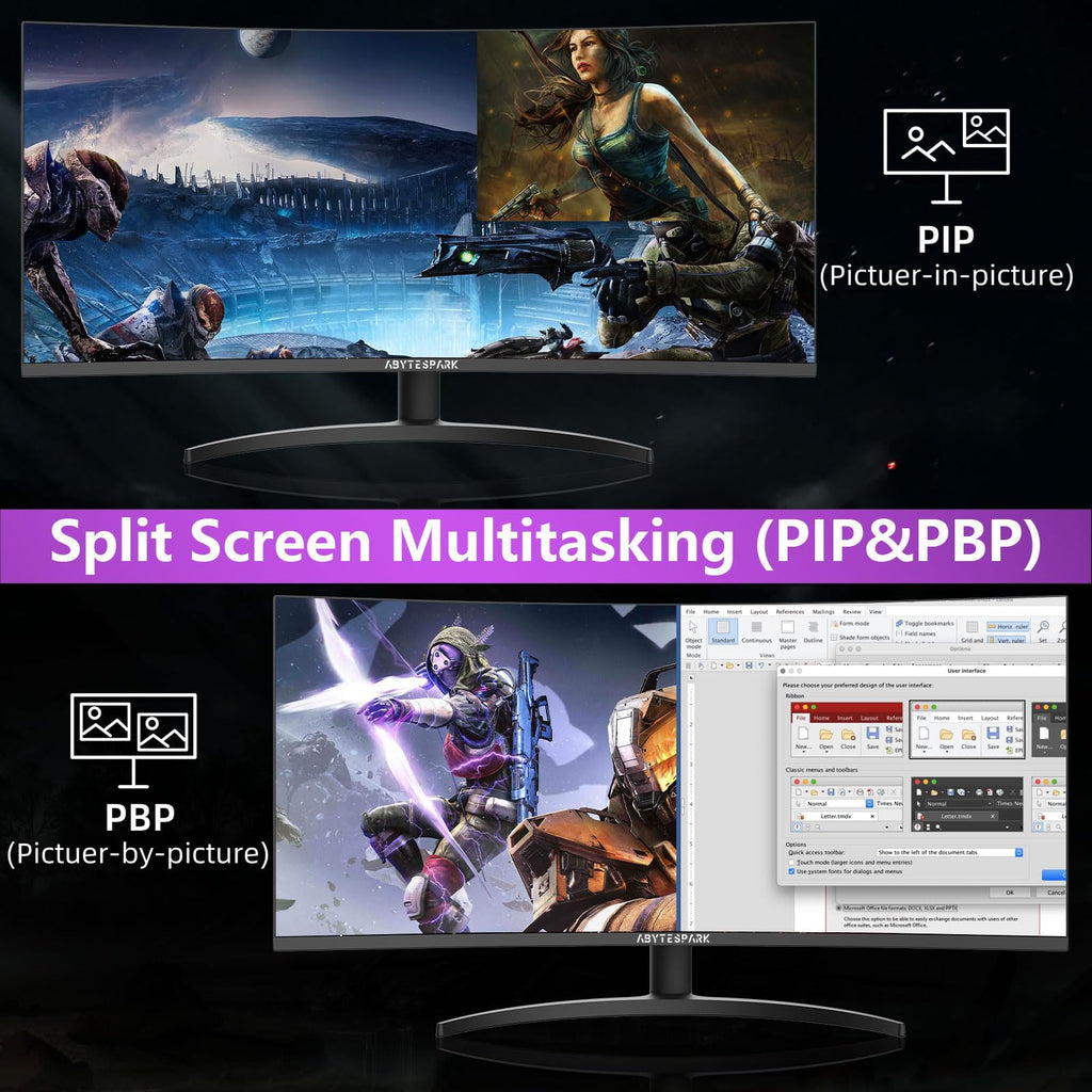 34 Inch Curved Ultra Wide WQHD Gaming Monitor 165Hz 1ms HDR400 H3021