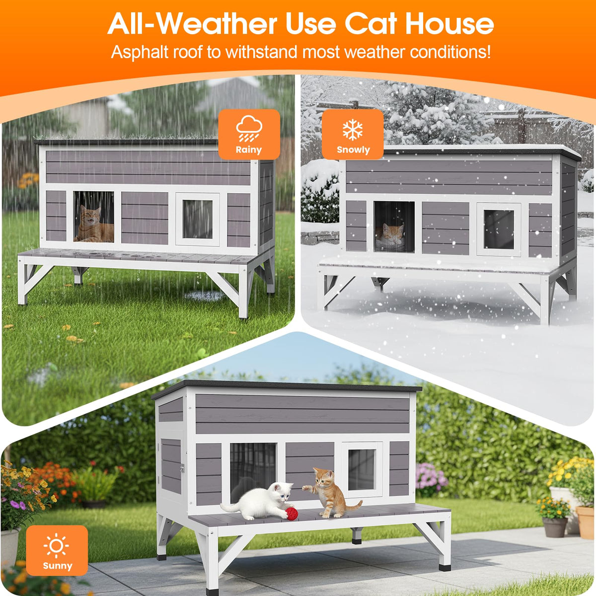 Outdoor Cat House with Insulated Liner V169