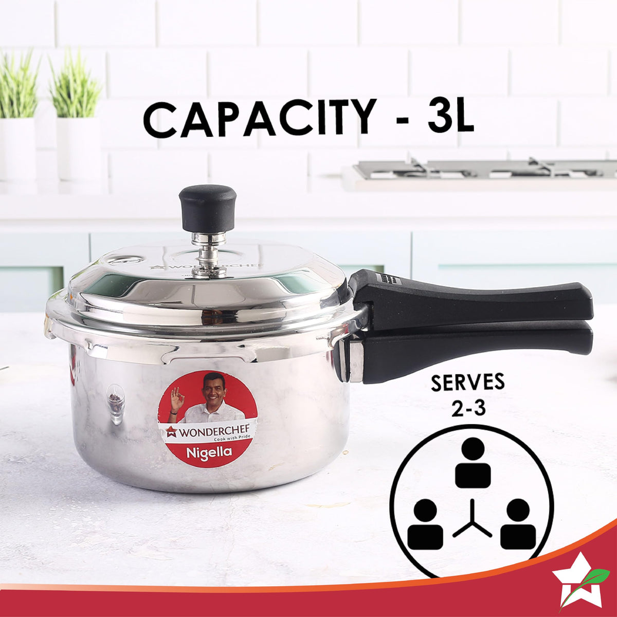 3L Tri-Ply Pressure Cooker J4844
