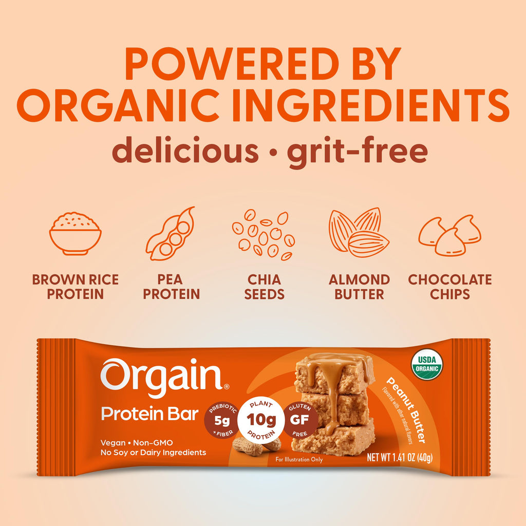 Organic Vegan 10g Protein Bars Peanut Butter 12 Pk E9837