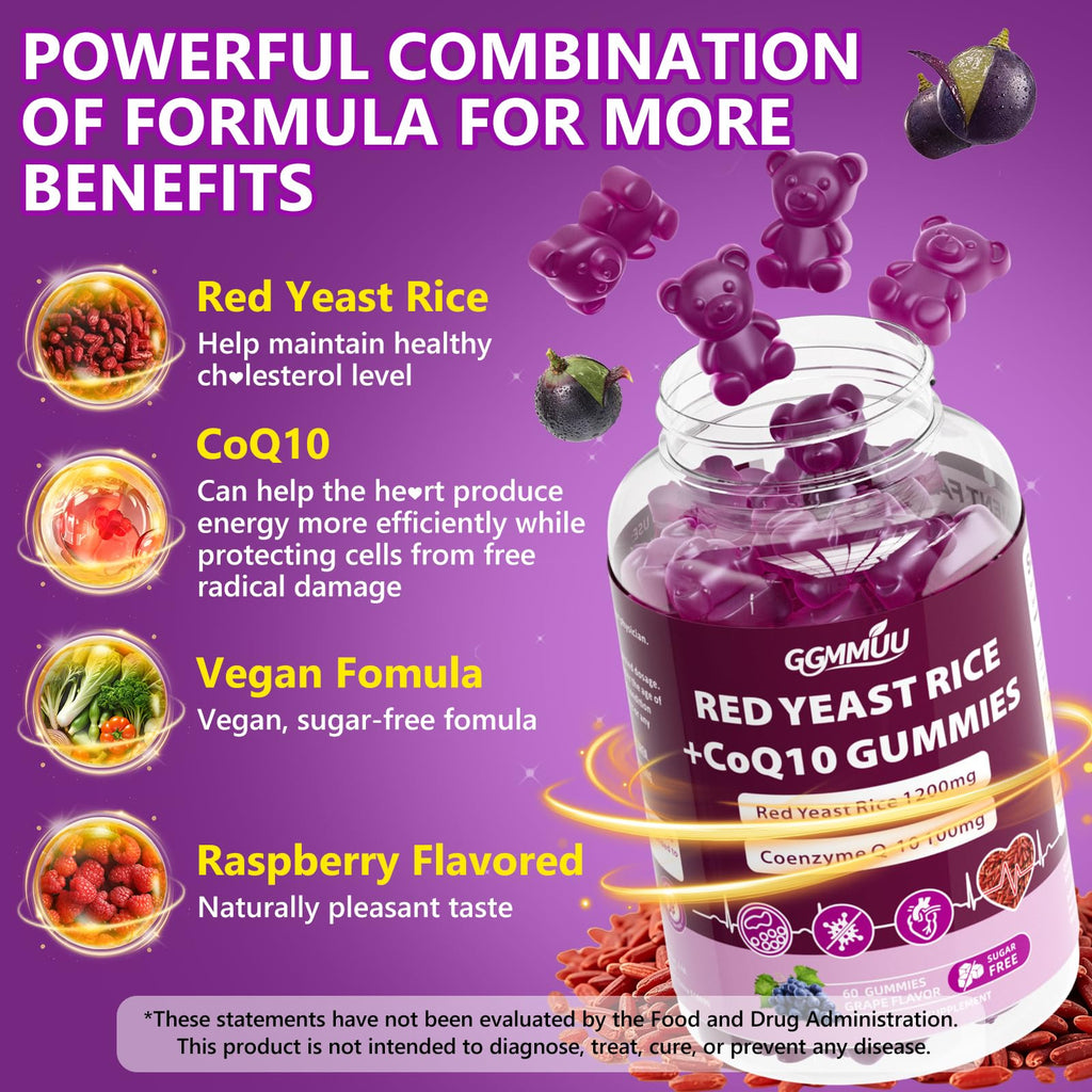 Red Yeast Rice with CoQ10 Gummies 1200mg Sugar Free 120 Count Z131