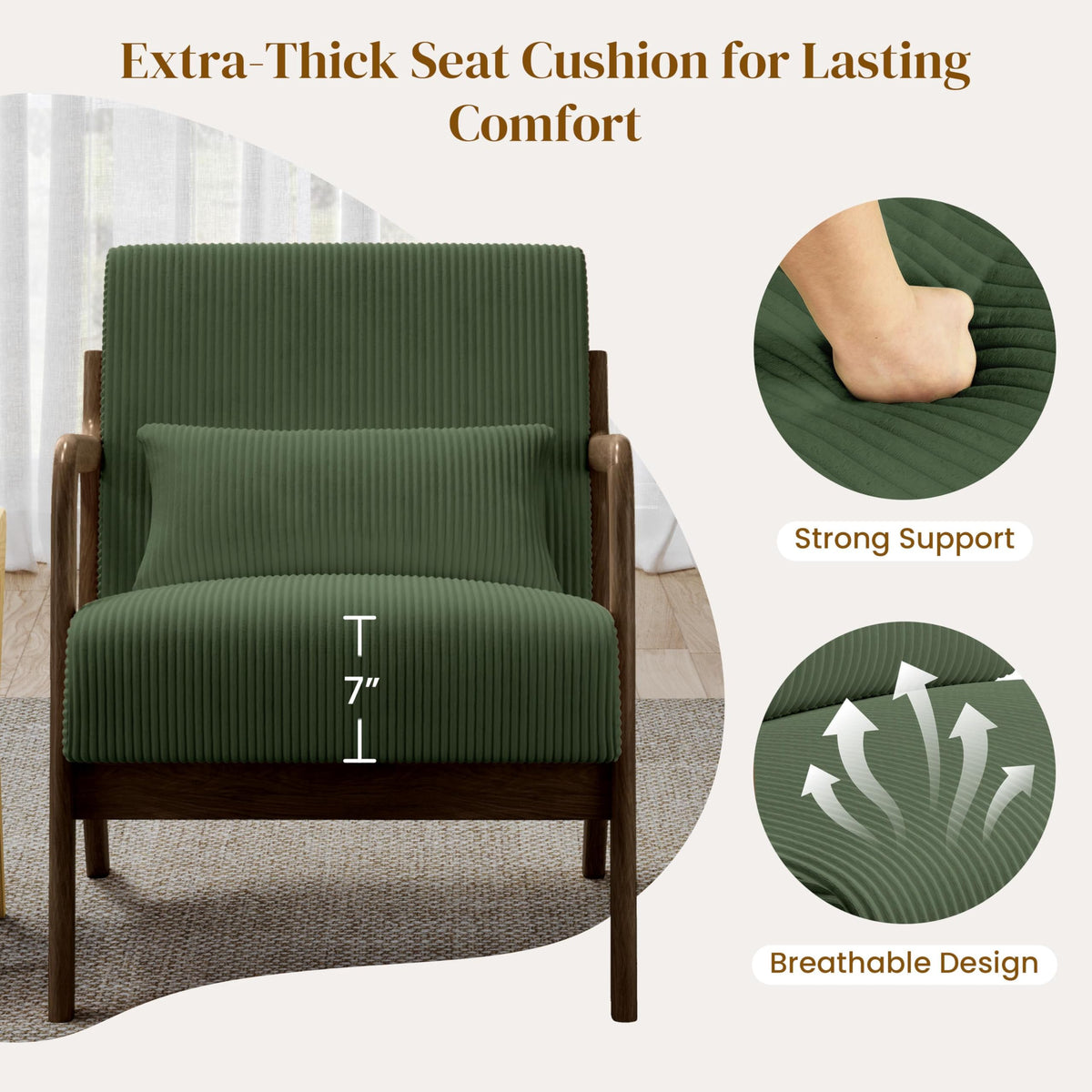 Dark Green Corduroy Accent Chair Set of 2 M997