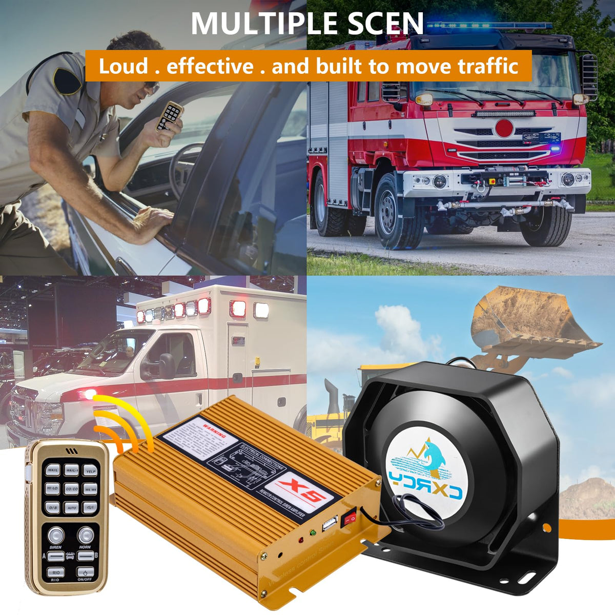 12V 200W Police Siren PA System with Wireless Mic S50776