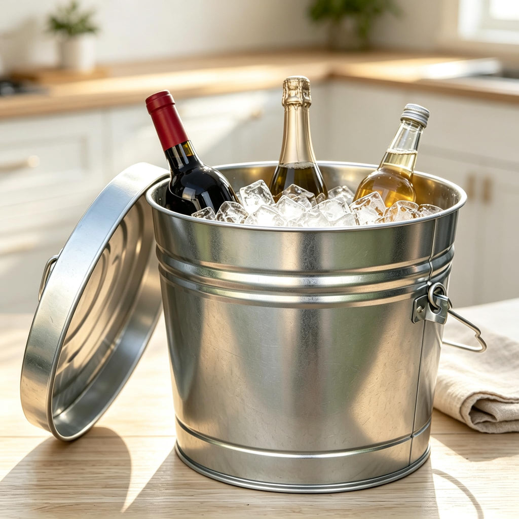6 Gallon Galvanized Steel Storage Can with Locking Lid R12557