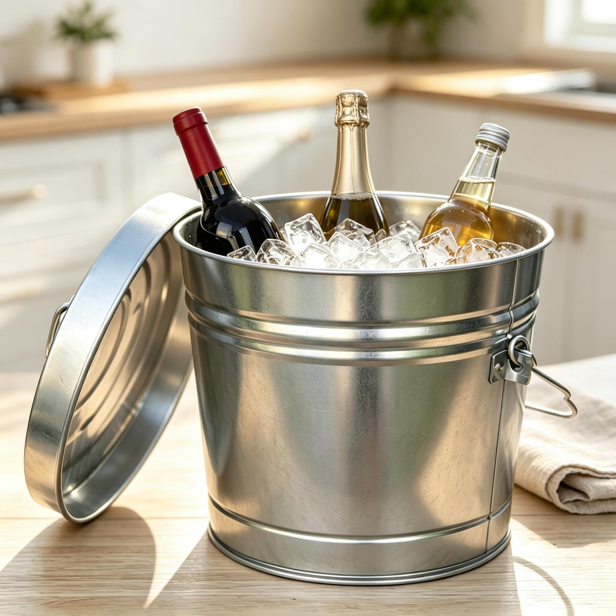 6 Gallon Galvanized Steel Storage Can with Locking Lid R12557
