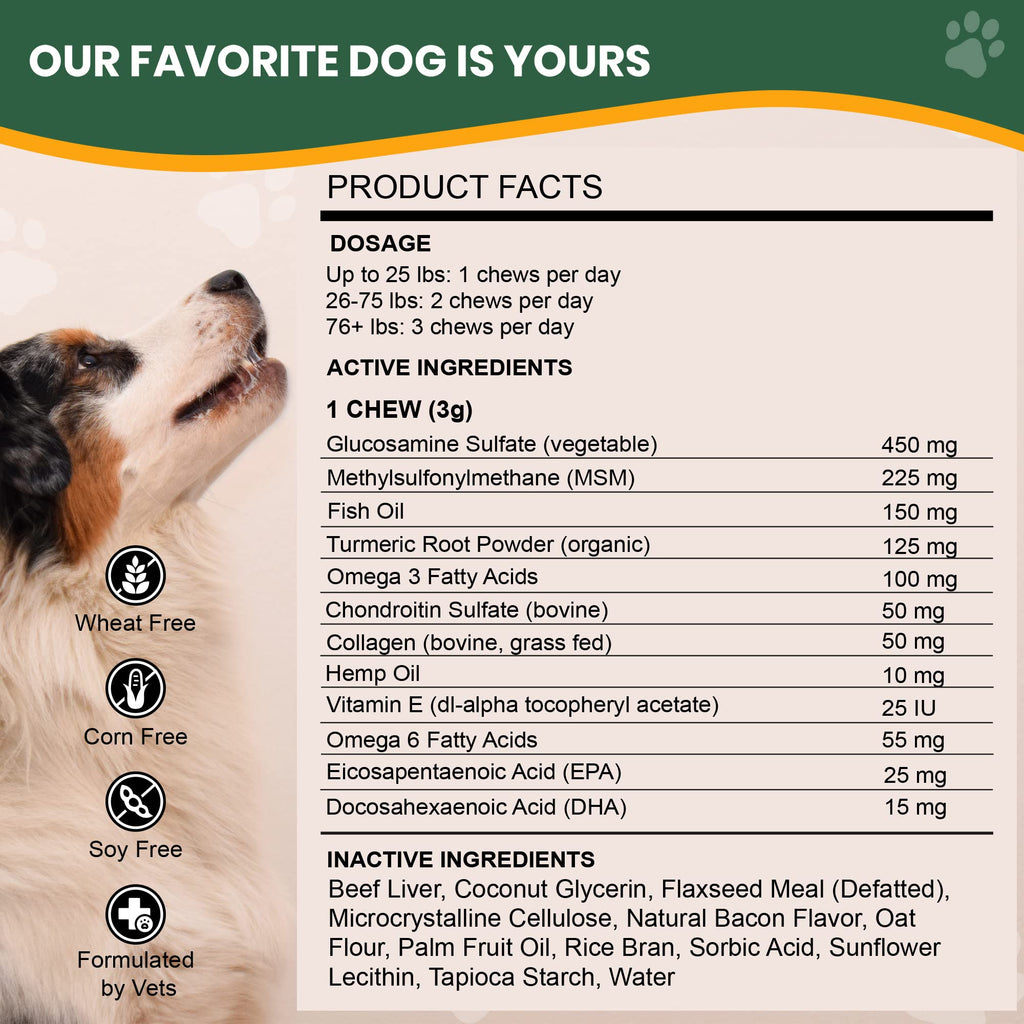 Hemp & Hips Large Breed Dog Joint Chews 60ct P6668