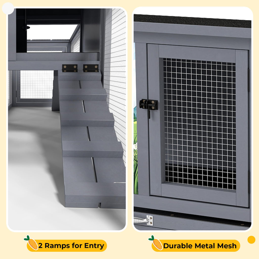 Large Wood Rabbit Hutch with Removable Tray Z6310