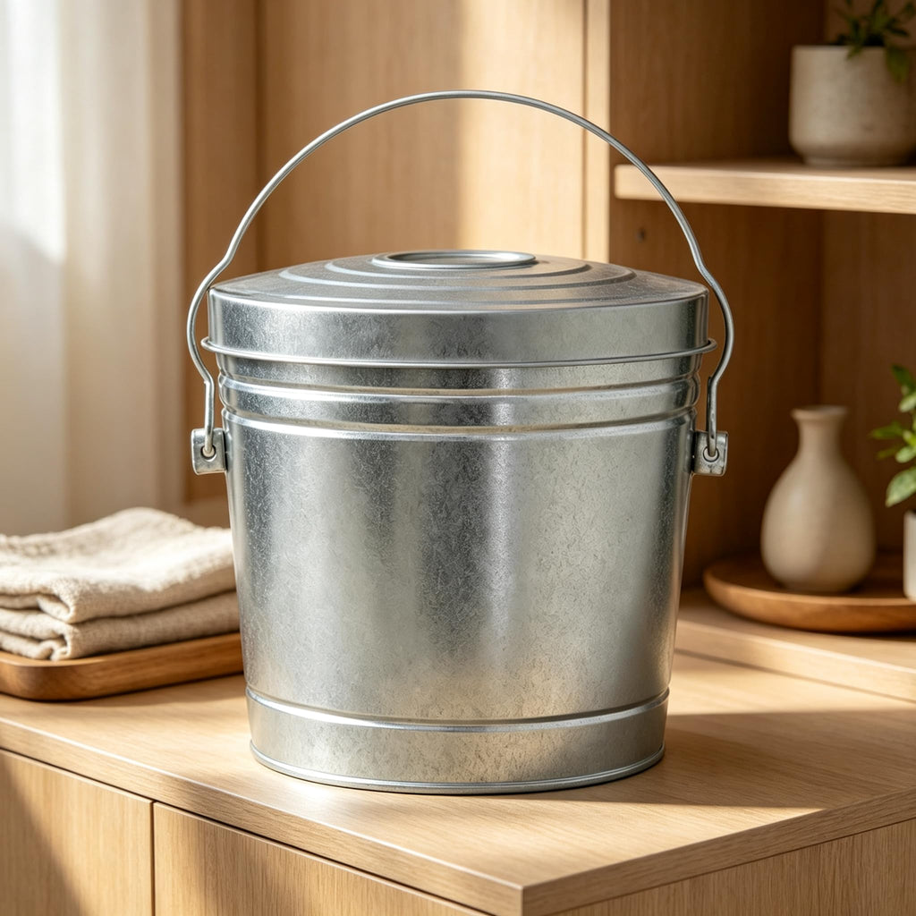 6 Gallon Galvanized Steel Storage Can with Locking Lid R12557