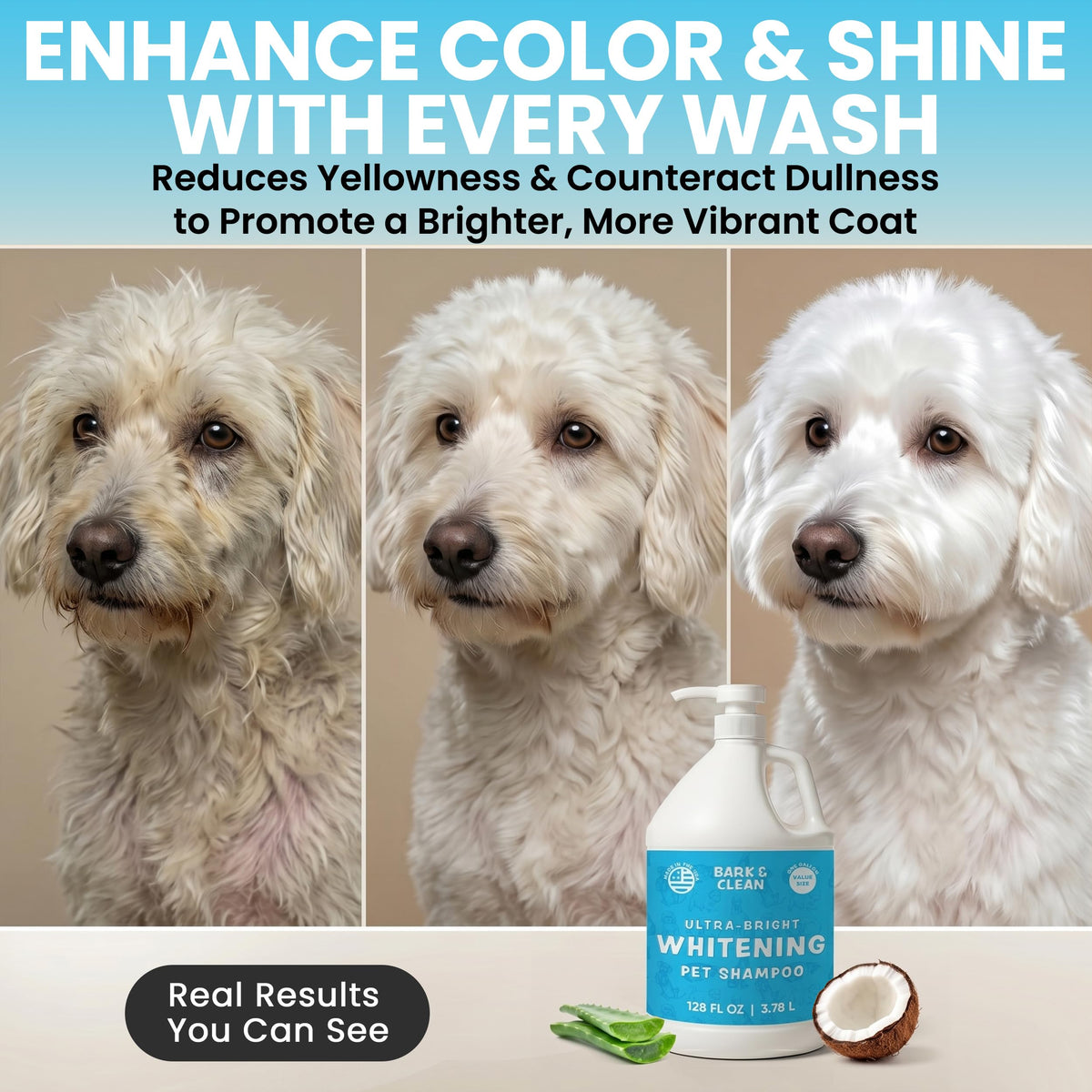 Whitening Dog Shampoo with Pump, 1 Gallon Aloe Coconut U44581