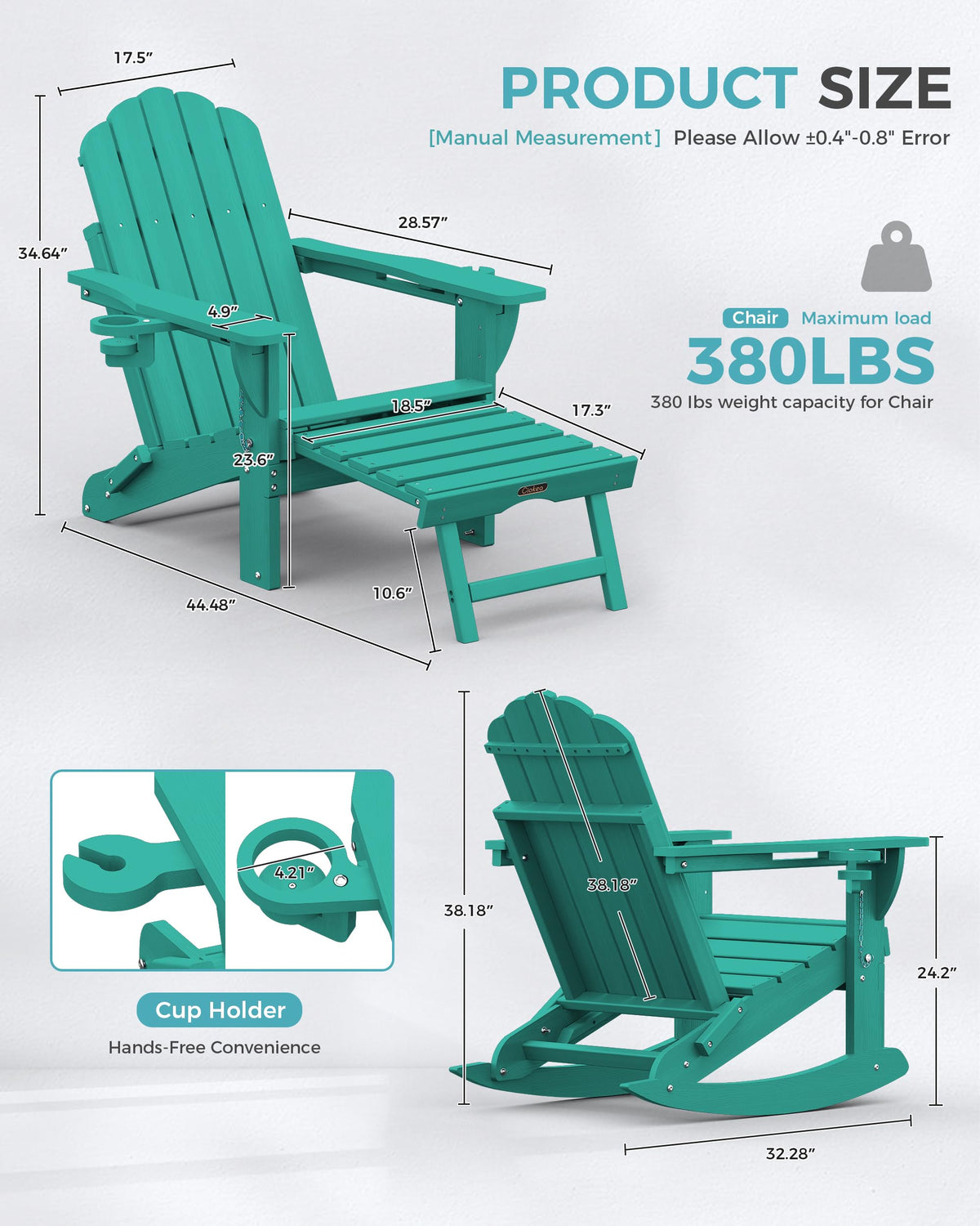 Adirondack Rocking Chair with Footrest F2171
