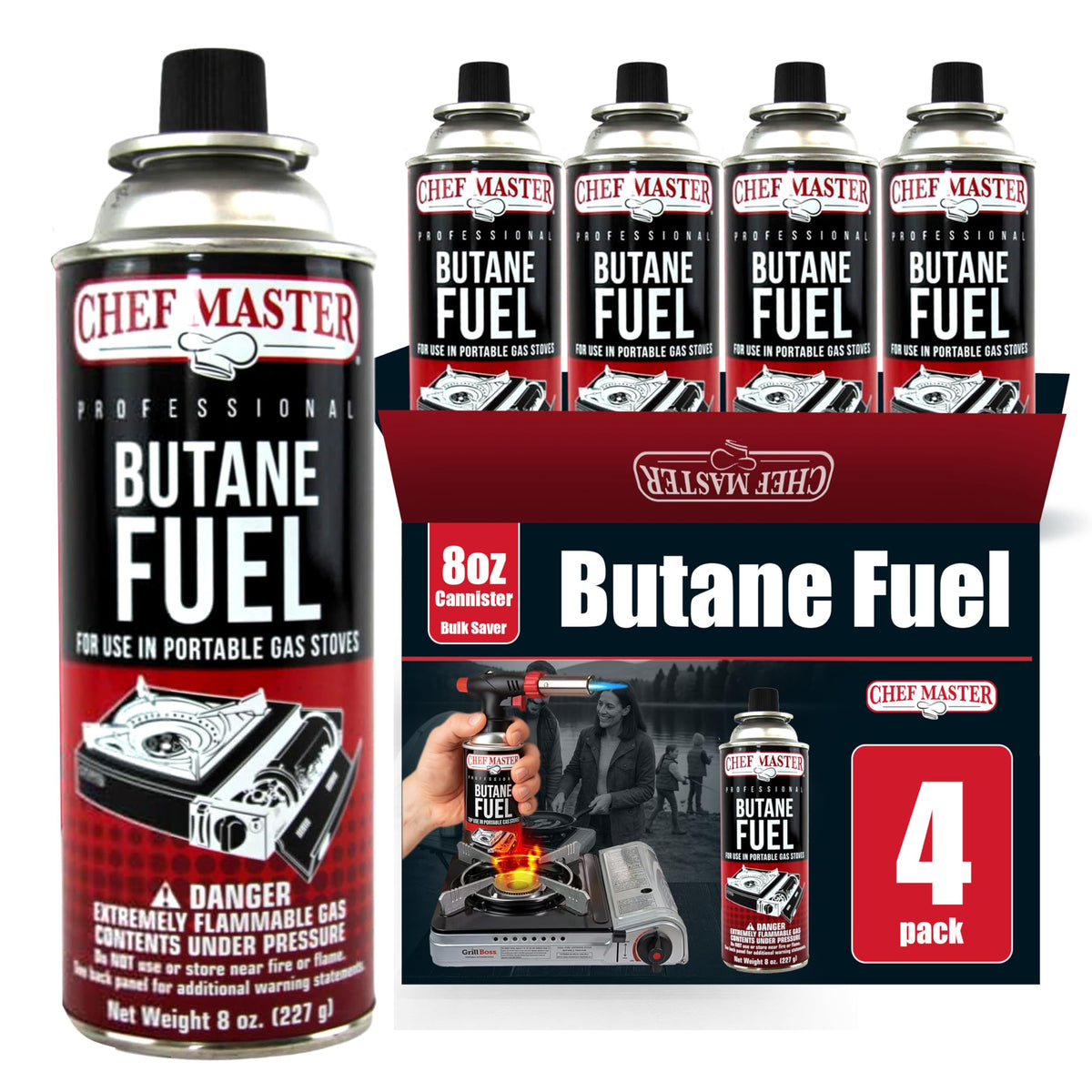 Butane Fuel Canister 8 oz 4-Pack L430842