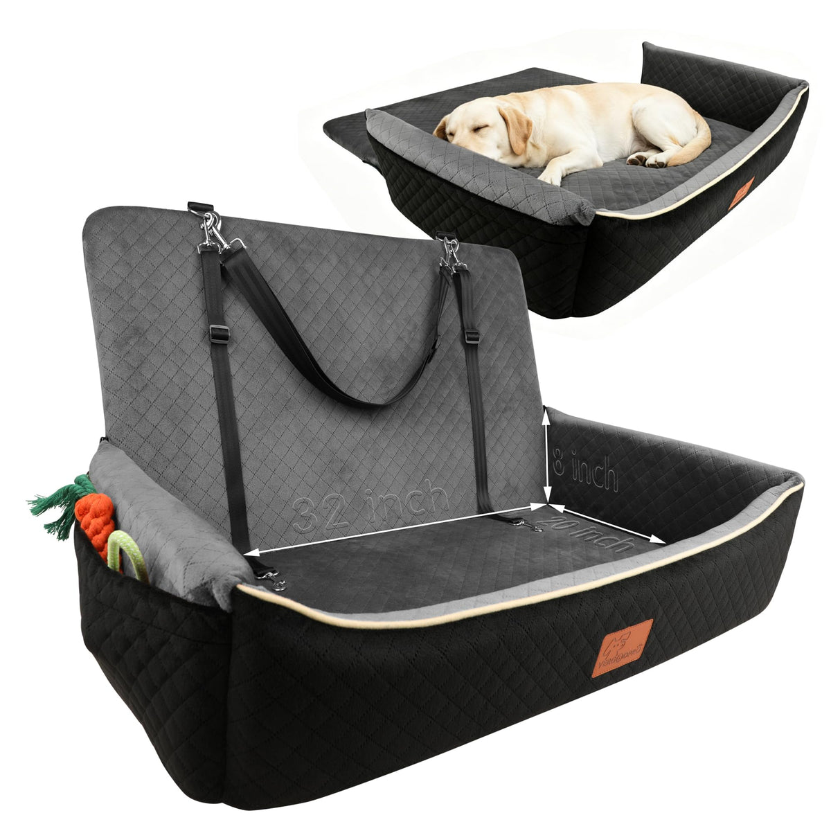 Large Dog Car Seat Portable Travel Dog Bed Velvet Memory Foam B778