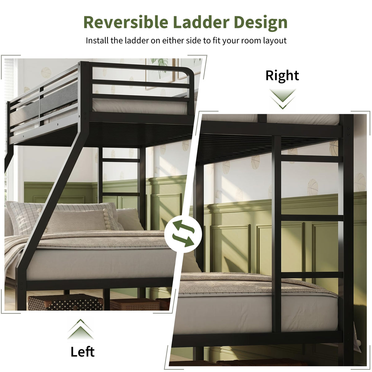 Black Twin Over Full Size Bunk Beds J181