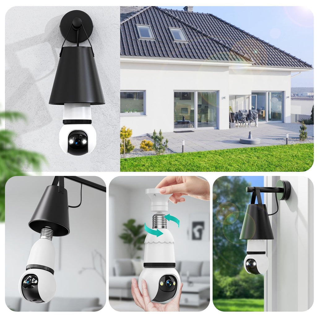 Light Bulb Security Camera 2K Color Night Vision Motion Detection Siren Alarm Two-Way Audio D381