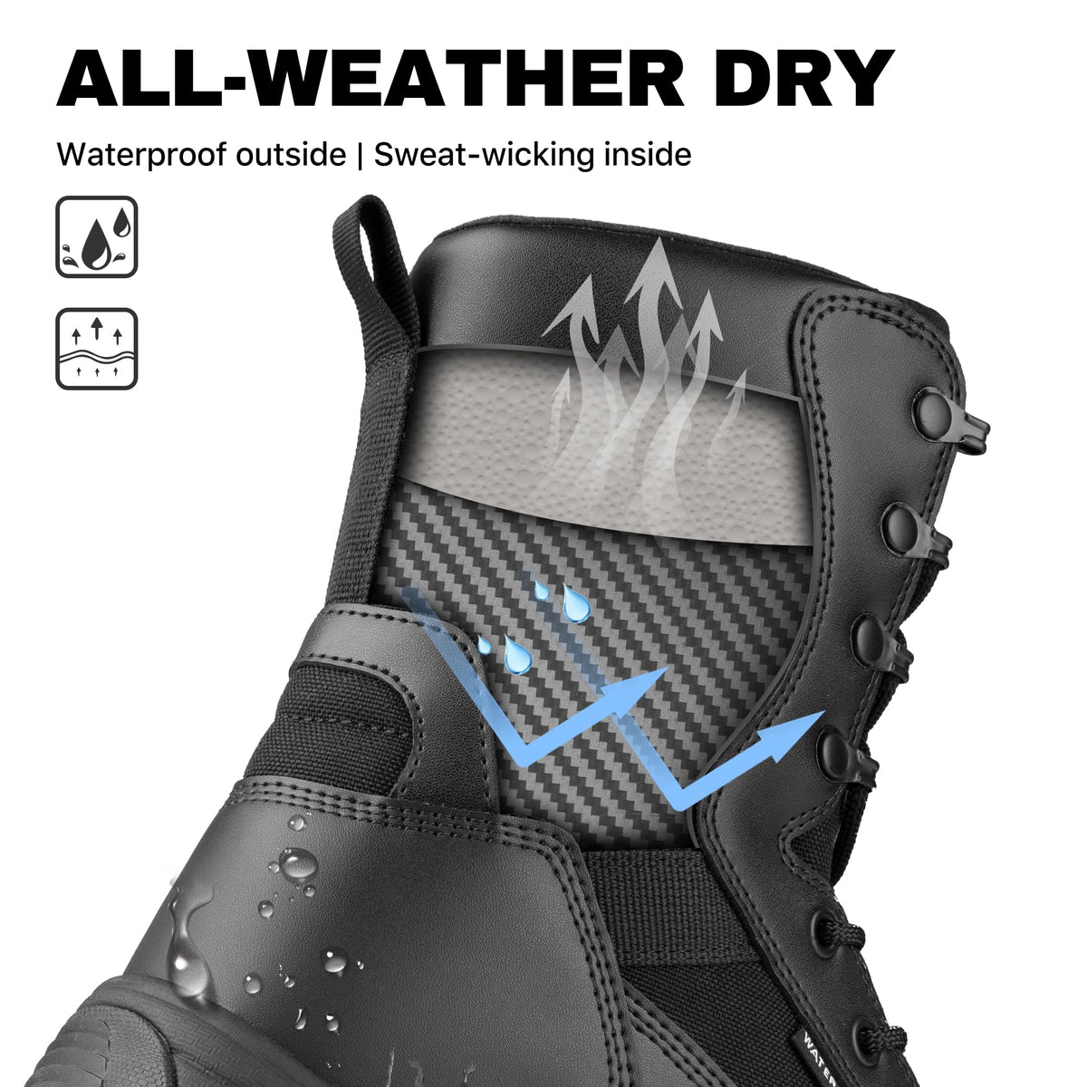 Waterproof Side Zip 8" Tactical Boot A650647