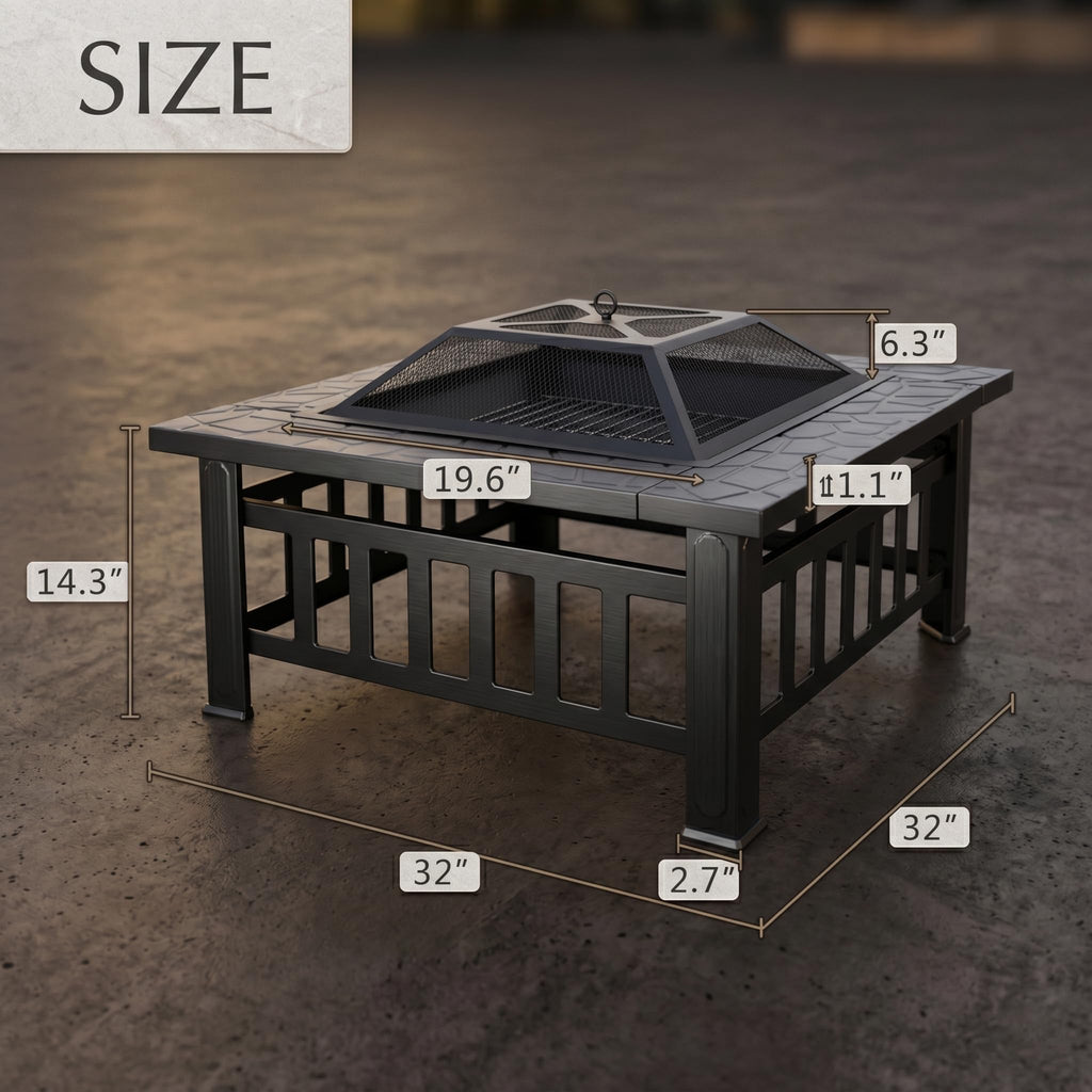 32 inch Black Wood Burning Steel Fire Pit B78277